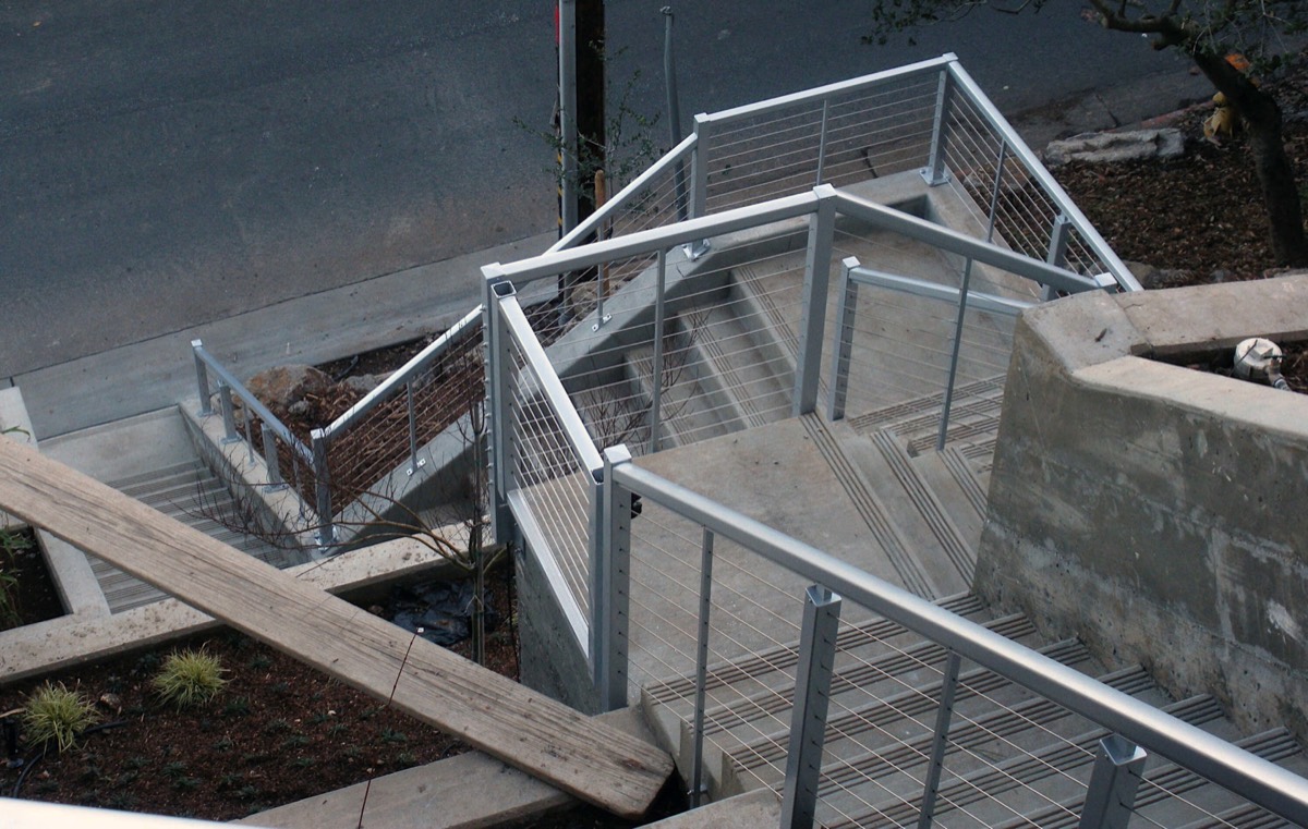 Natural steel cable railing installation